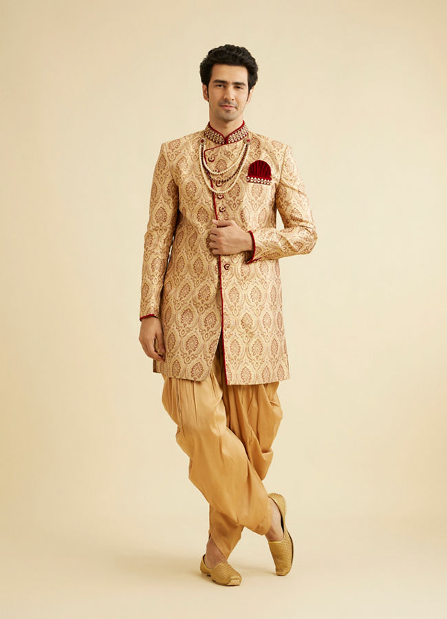 Manyavar Men Luxe Fawn Indo Western Set