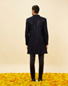 Manyavar Men Violet Blue Diamond Patterned Indo Western Set