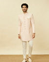 Manyavar Men Crystal Pink Medallion Patterned Indo Western Set