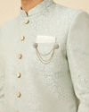 Manyavar Men Delicate Blue Medallion Patterned Indo Western Jacket