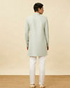 Manyavar Men Delicate Blue Medallion Patterned Indo Western Jacket