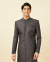 Royal Blue Bel Buti Patterned Indo Western Set