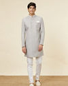 Manyavar Men Steel Grey Imperial Patterned Indo Western Set