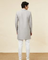 alt message - Manyavar Men Steel Grey Imperial Patterned Indo-Western Set image number 4