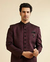 alt message - Manyavar Men Wine Imperial Patterned Indo-Western Set image number 0