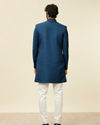 Manyavar Men Teal Blue Medallion Patterned Indo Western Set