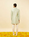 Manyavar Men Pastel Green Shankh Motif Indo Western Set