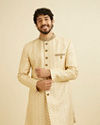 alt message - Manyavar Men Fashionable Cream Indo Western Set image number 0