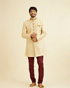 Manyavar Men Fashionable Cream Indo Western Set
