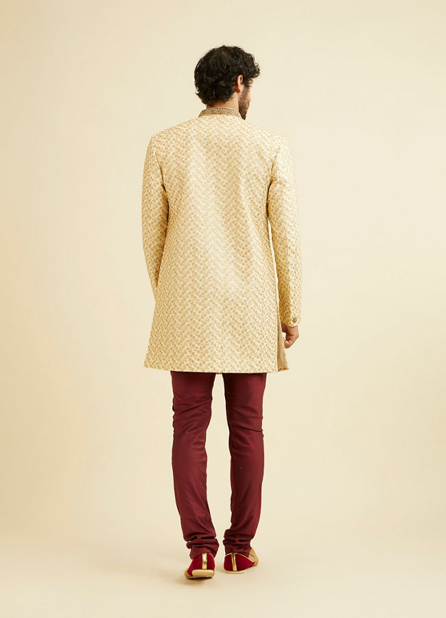 Manyavar Men Fashionable Cream Indo Western Set