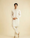 alt message - Manyavar Men Gleaming Grey Brocade Indo Western image number 3