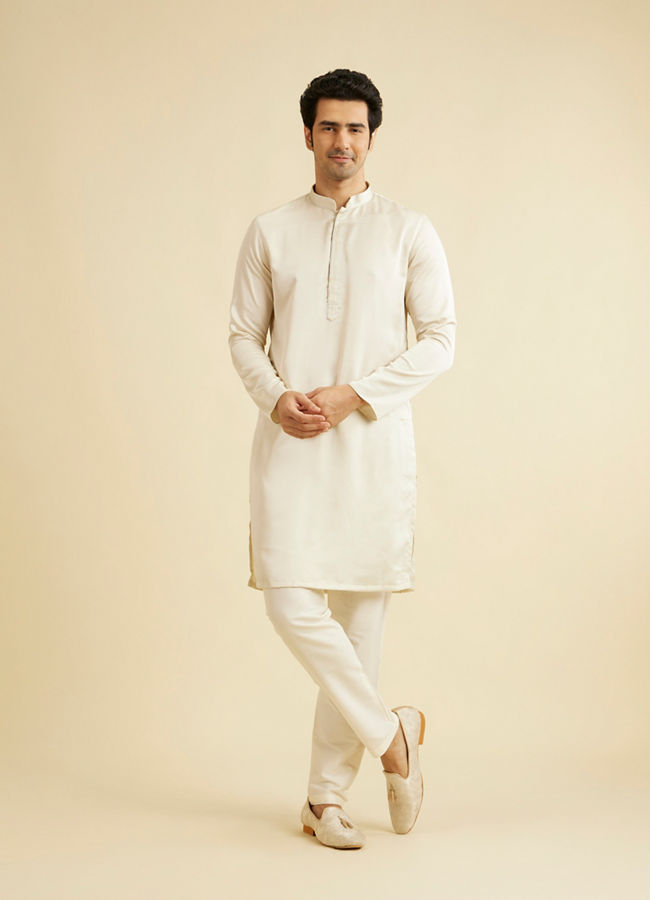 alt message - Manyavar Men Gleaming Grey Brocade Indo Western image number 3