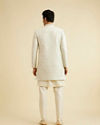 Manyavar Men Smoke Grey Floral Vine Patterned Indo Western Set