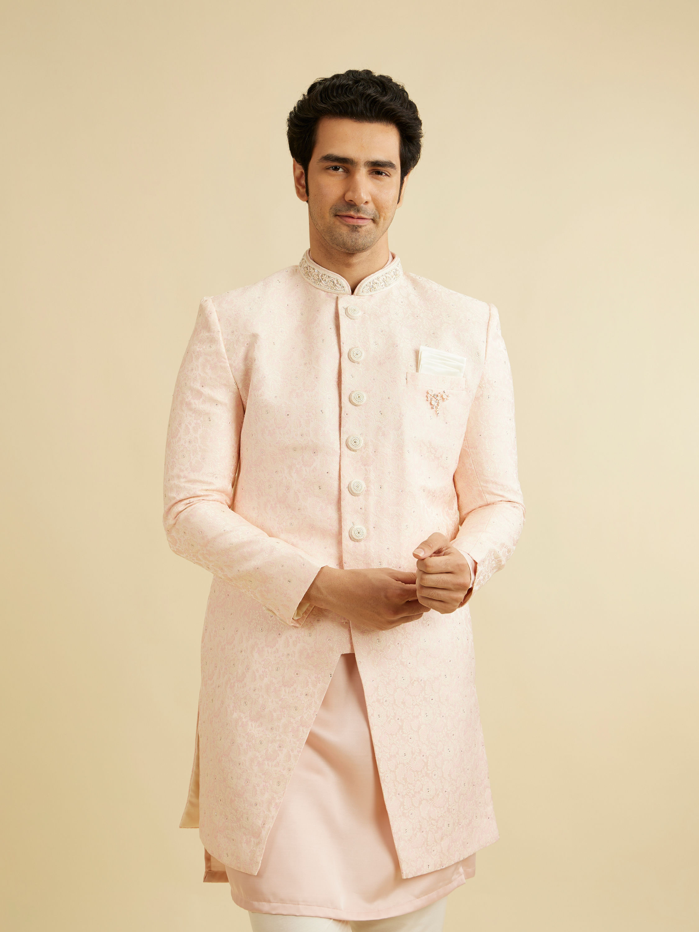 Manyavar Men Pink Festive Glory Indo Western