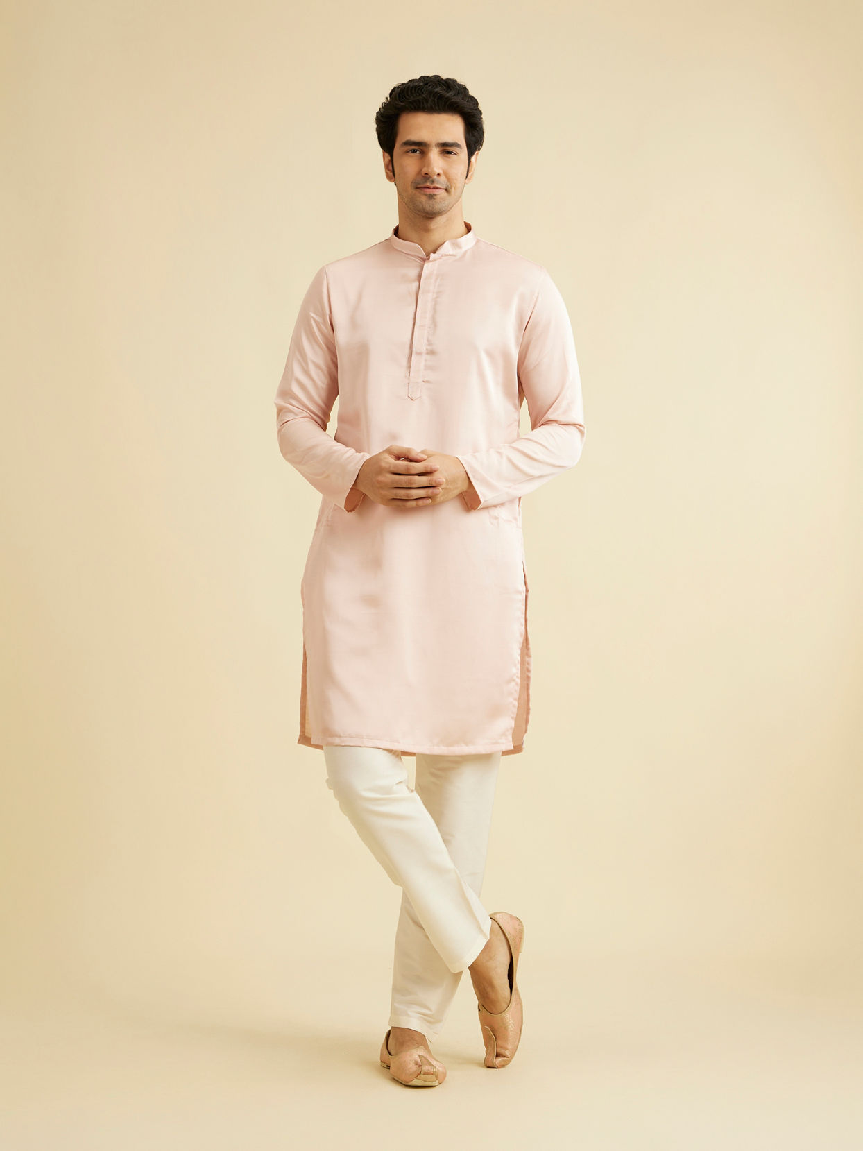 alt message - Manyavar Men Pink Festive Glory Indo Western image number 3