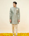 alt message - Manyavar Men Sage Green Floral Jaal Patterned Indo Western Set image number 2