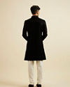 Manyavar Men Ebony Black Sequinned Embroidered Layered Indo Western Set