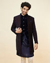 alt message - Manyavar Men Navy Blue Layered Indo Western Set image number 0