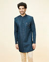 Royal Blue Leaf Jaal Patterned Indo Western Set