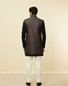Manyavar Men Space Blue Medallion Patterned Layered Indo Western Set