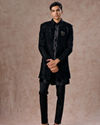 Manyavar Men Black Velvet Elegance Indo Western