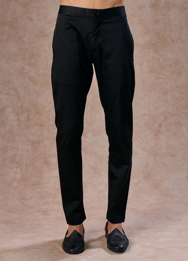 Manyavar Men Black Velvet Elegance Indo Western