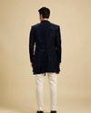 Manyavar Men Navy Blue Sequinned Indo Western Set