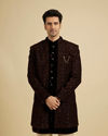 alt message - Manyavar Men Royal Brown Velvet Essence Indo Western image number 0