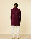 alt message - Manyavar Men Deep Wine Sequined Indo Western Set image number 4