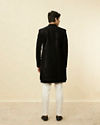 Manyavar Men Smokey Black Embroidered Layered Indo Western Set