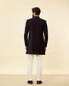 Manyavar Men Deep Blue and Wine Imperial Patterned Indo Western Set