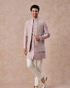 Manyavar Men Elegant Dusty Pink Indo Western