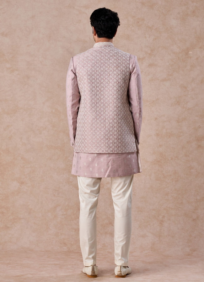 Manyavar Men Elegant Dusty Pink Indo Western