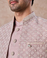 Manyavar Men Elegant Dusty Pink Indo Western