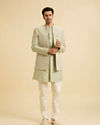 Manyavar Men Pista Green Opulence Indo Western
