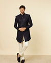 Manyavar Men Midnight Blue Sequined Indo Western Set