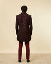 alt message - Manyavar Men Mauve Wine Chowkadi Patterned Indo Western Set image number 5