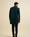 alt message - Manyavar Men Teal Green Jaal Patterned Achkan Style Indo Western Set image number 4