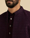 Manyavar Men Wine Georgette Splendor Indo Western