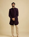 Manyavar Men Wine Georgette Splendor Indo Western