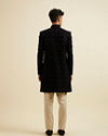 Manyavar Men Regal Dark Blue Velvet Indo Western Jacket