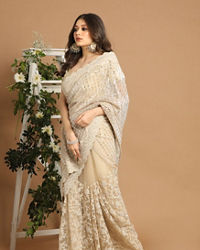 Mohey Women Beige Net Saree