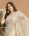 Mohey Women Beige Net Saree