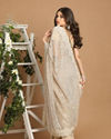 Beige Net Saree image number 2