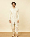 Manyavar Men Blush Pink Bel Buti Patterned Indo Western Set image number 2