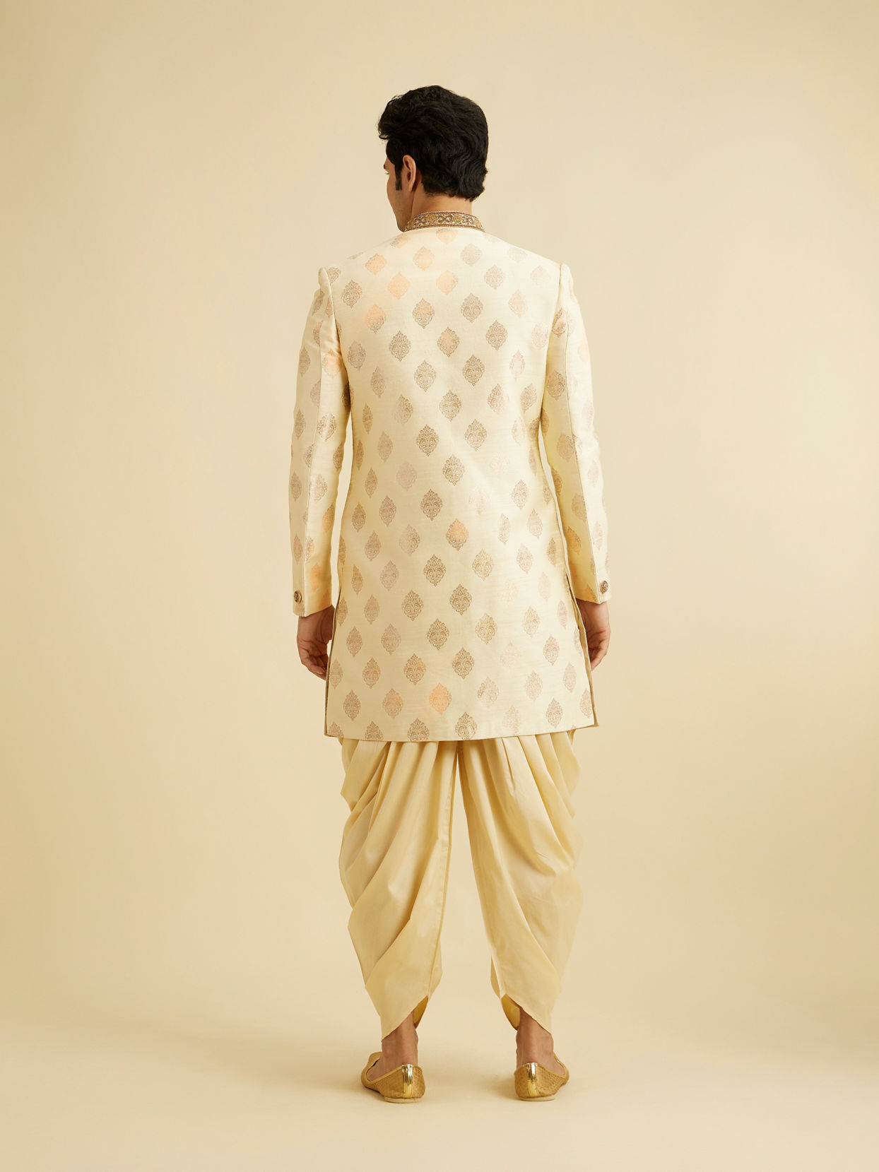 Manyavar Men Sober Beige Indo Western Set