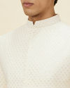 Manyavar Men Shell White Layered Sequined Sherwani Set