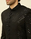 alt message - Manyavar Men Charcoal Black Diamond Patterned Indo Western Set image number 1