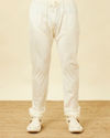 Manyavar Men Cream Diamond Patterned Indo Western Jacket Set