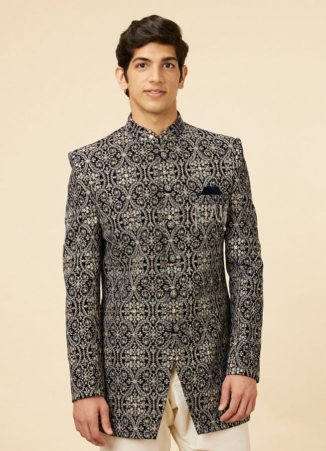 Indo Western for Men - Buy Blue Sequined Indo Western Set Online @Manyavar